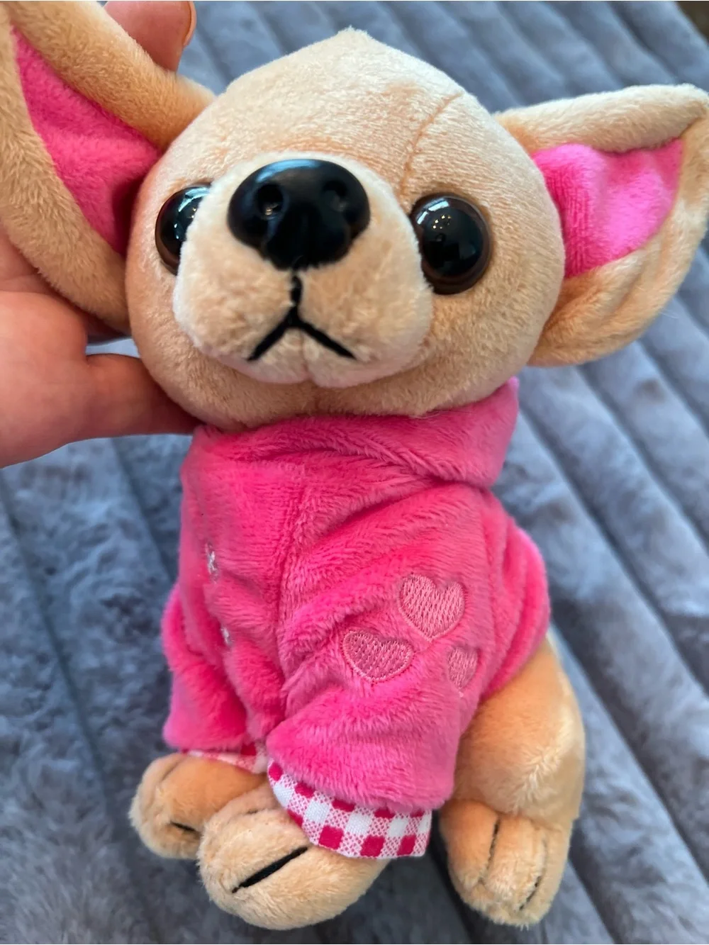 Plush Chihuahua Toy in Pink Hoodie